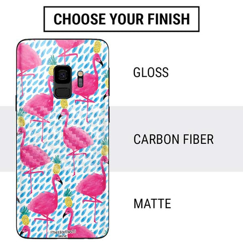 Bouffants and Broken Hearts Party Flamingos Galaxy S9 Skin